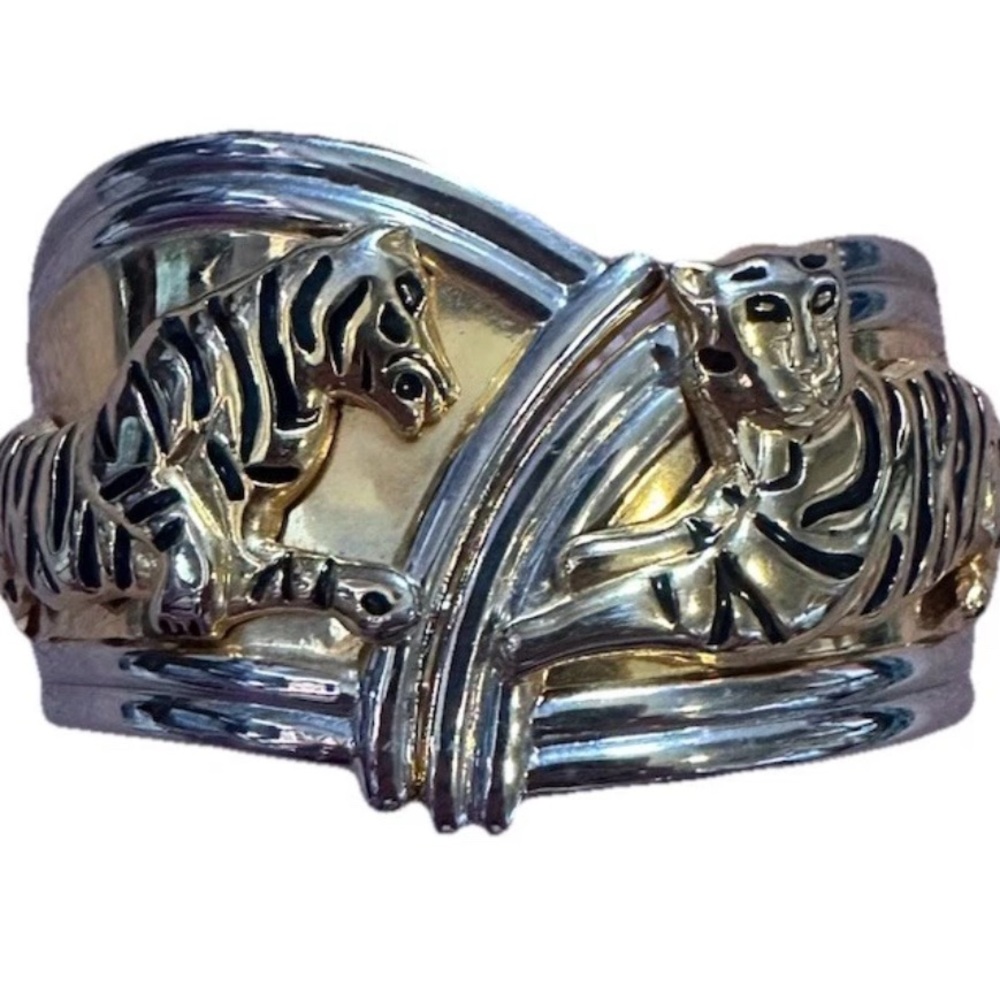 EUC VTG Tiger Clamper Bracelet Massive 1980s Bracelet Clamper Bangle Bracelet
